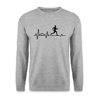 Heartbeat jogger jogging jogging impulsion de course EKG - Sweat-shirt Unisexe - gris chiné - Devant - Alina (178cm) & Michal (187cm)