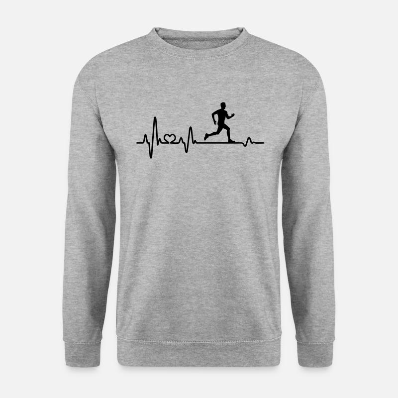 Heartbeat jogger jogging jogging impulsion de course EKG - Sweat-shirt Unisexe - gris chiné