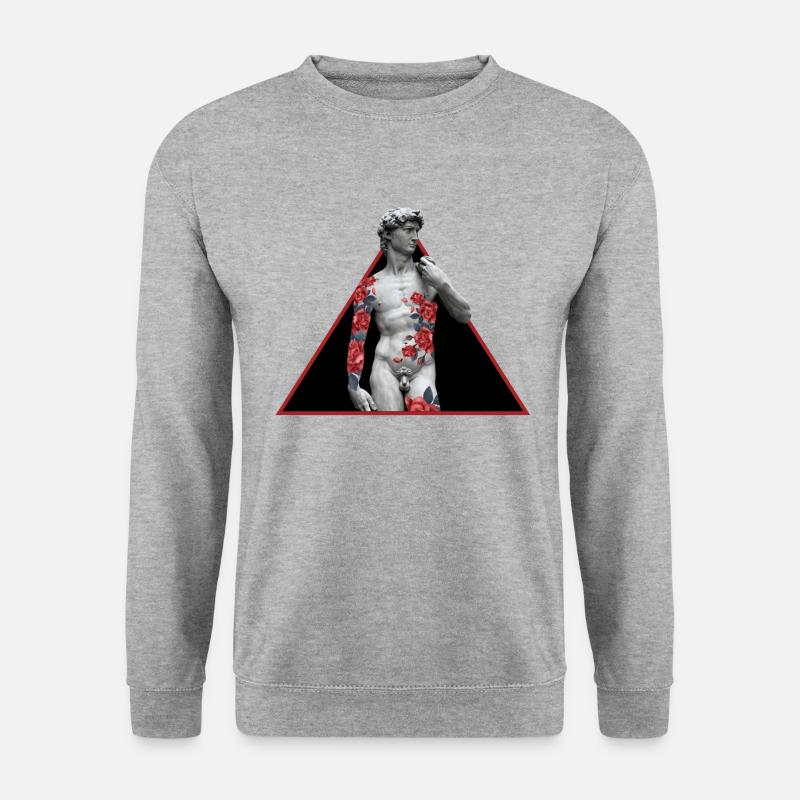David mit Rose Tattoo - Unisex Pullover - Weißgrau meliert