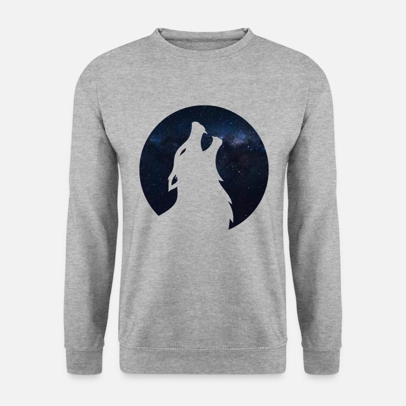 Wolf silhouette Galaxy - Unisex Pullover - Weißgrau meliert