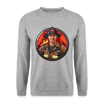 Feuerwehrmann - Unisex Pullover - Weißgrau meliert - Vorne - Alina (178cm) & Michal (187cm)