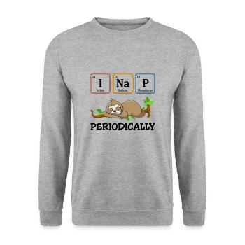 I Nap Periodically Funny Science Sloth - Unisex Sweatshirt - salt & pepper - Front - Alina (178cm) & Michal (187cm)