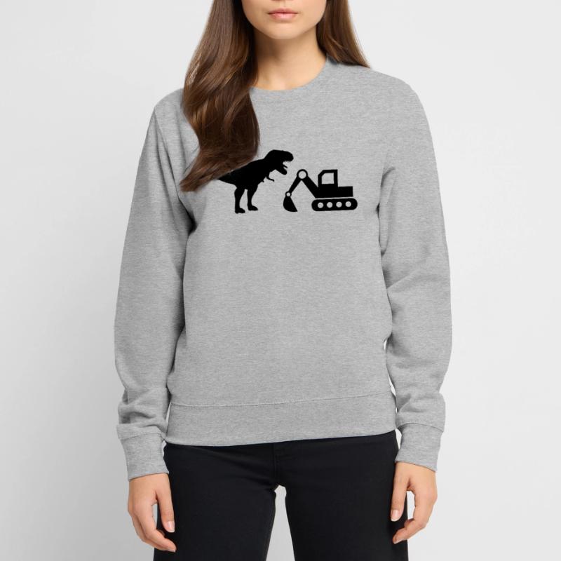 Excavator Construction Site Construction T-Rex Dinosaur Construction Worker Unisex Sweatshirt
