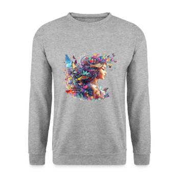 Création de l’ - Sweat-shirt Unisexe - gris chiné - Devant - Alina (178cm) & Michal (187cm)