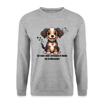 Je fais plus confiance aux chiens qu’aux gens 2 - Sweat-shirt Unisexe - gris chiné - Devant - Alina (178cm) & Michal (187cm)