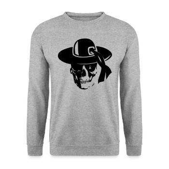 breizh hit head pirate4 death skull - Unisex Sweatshirt - salt & pepper - Front - Alina (178cm) & Michal (187cm)