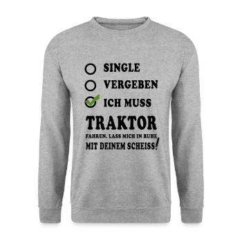 Traktor Spruch Geschenkidee lustige Sprüche - Unisex Pullover - Weißgrau meliert - Vorne - Alina (178cm) & Michal (187cm)