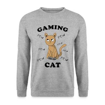 Cat Kitten Gambling Gaming Funny pictures - Unisex Sweatshirt - salt & pepper - Front - Alina (178cm) & Michal (187cm)