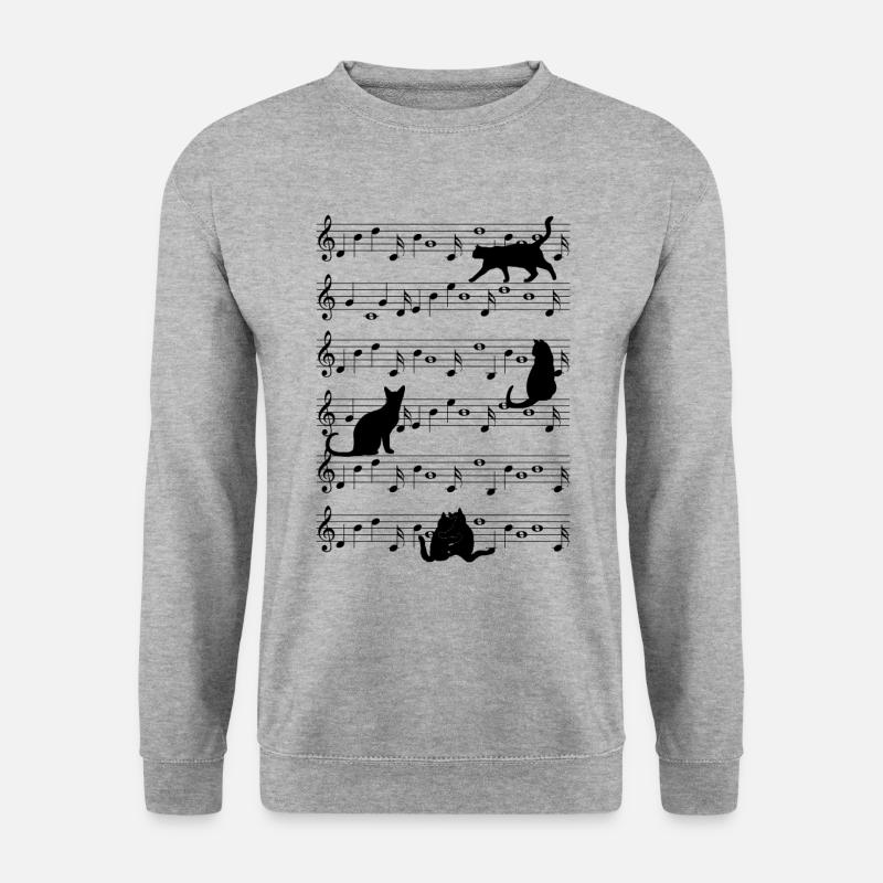 Katzen Kätzchen Musik Notenschlüssel Musiker - Unisex Pullover - Weißgrau meliert