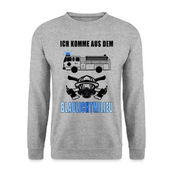 Feuerwehr Blaulichtmilieu cooler Spruch Geschenk - Unisex Pullover - Weißgrau meliert - Vorne - Alina (178cm) & Michal (187cm)