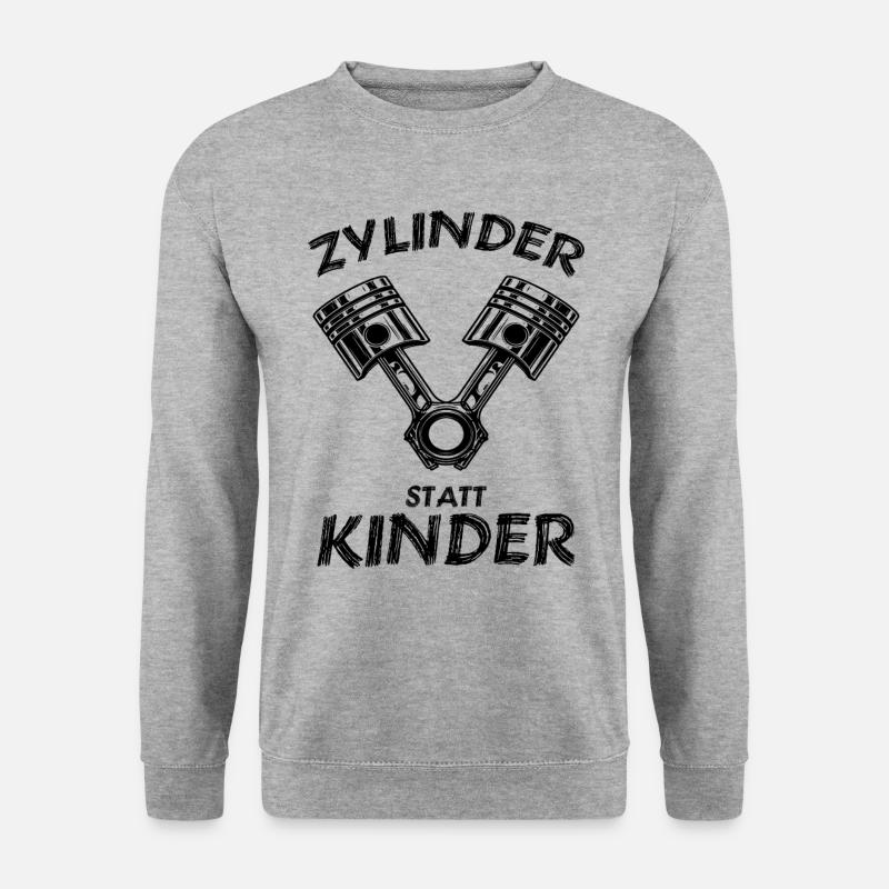 Cooler Spruch Zylinder statt Kinder - Unisex Pullover - Weißgrau meliert