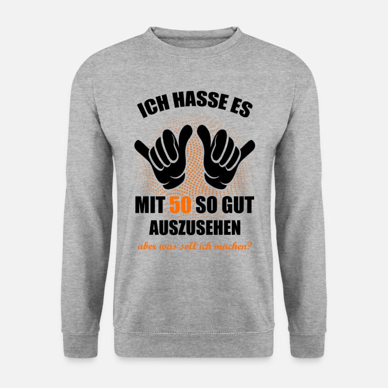 50 Geburtstag Spruch Geschenk zum Geburtstag - Unisex Pullover - Weißgrau meliert