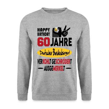Geburtstag CDU SPD FDP Grün Politik Alter Jahre 60 - Unisex Pullover - Weißgrau meliert - Vorne - Alina (178cm) & Michal (187cm)
