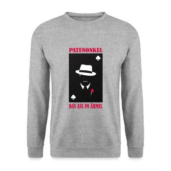 Herren Patenonkel Pate Patenschaft Onkel Patenkind - Unisex Pullover - Weißgrau meliert - Vorne - Alina (178cm) & Michal (187cm)
