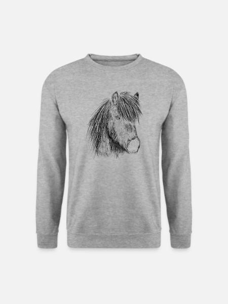 Island Pferd02 - Unisex Pullover - Weißgrau meliert
