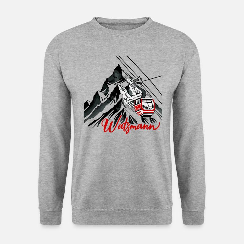 Watzmann Seilbahn Bergromantik Panorama - Unisex Pullover - Weißgrau meliert