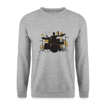 Drums gold - Unisex Pullover - Weißgrau meliert - Vorne - Alina (178cm) & Michal (187cm)