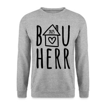 Bauherr 2025 - Unisex Pullover - Weißgrau meliert - Vorne - Alina (178cm) & Michal (187cm)
