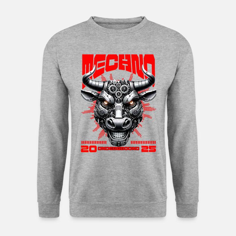 Techno UnderGround Stier - Unisex Pullover - Weißgrau meliert