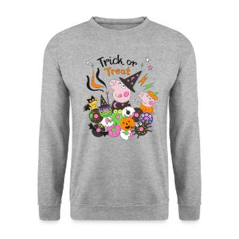 Peppa Pig Design Trick Or Treat Halloween - Unisex Sweatshirt - salt & pepper - Front - Alina (178cm) & Michal (187cm)