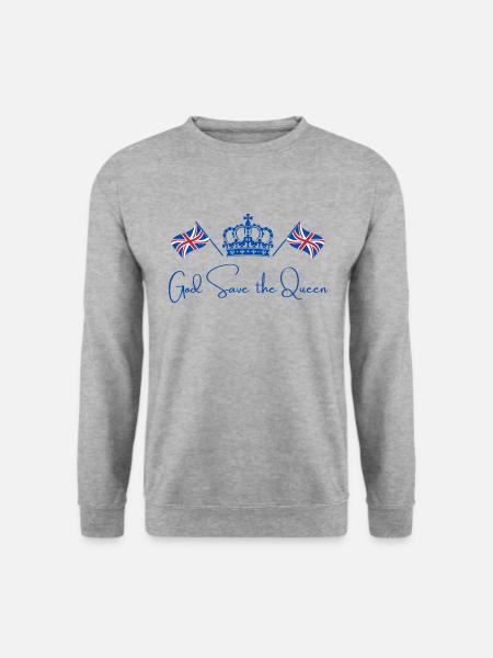 Britische Königin Krönung Camilla England Flagge - Unisex Pullover - Weißgrau meliert