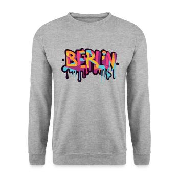 Berlin Graffiti - Unisex Pullover - Weißgrau meliert - Vorne - Alina (178cm) & Michal (187cm)