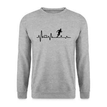 Fußball Fußballspieler Fußballer Herzschlag EKG - Unisex Pullover - Weißgrau meliert - Vorne - Alina (178cm) & Michal (187cm)