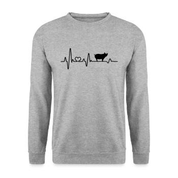 Battement de cœur de cochon éleveur de cochons - Sweat-shirt Unisexe - gris chiné - Devant - Alina (178cm) & Michal (187cm)