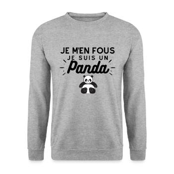 T-shirt Je m'en fous je suis un panda Humour - Sweat-shirt Unisexe - gris chiné - Devant - Alina (178cm) & Michal (187cm)