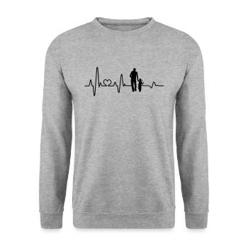 Best dad father daughter holding hands heartbeat - Unisex Sweatshirt - salt & pepper - Front - Alina (178cm) & Michal (187cm)