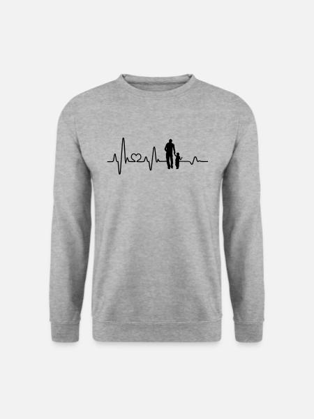Meilleur papa père et fils tenant le rythme cardiaque de la main - Sweat-shirt Unisexe - gris chiné