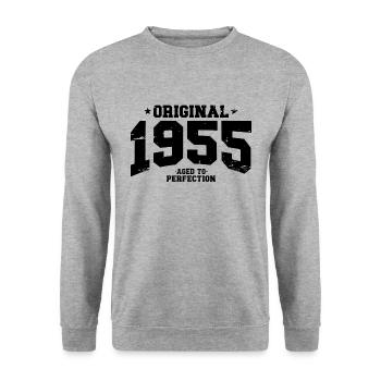 1955 Vintage Born Vintage Birthday Gift - Unisex Sweatshirt - salt & pepper - Front - Alina (178cm) & Michal (187cm)