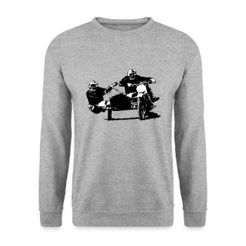 Sidecar Moto Cross - Unisex Pullover - Weißgrau meliert - Vorne - Alina (178cm) & Michal (187cm)