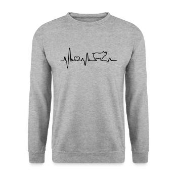 Éleveur de porcs battement de coeur fermier EKG - Sweat-shirt Unisexe - gris chiné - Devant - Alina (178cm) & Michal (187cm)