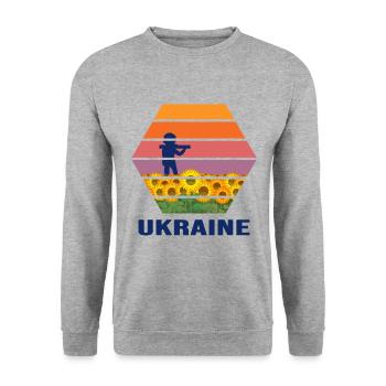 UKRAINE Soldier SUNFLOWER slava ukraini - Unisex Sweatshirt - salt & pepper - Front - Alina (178cm) & Michal (187cm)