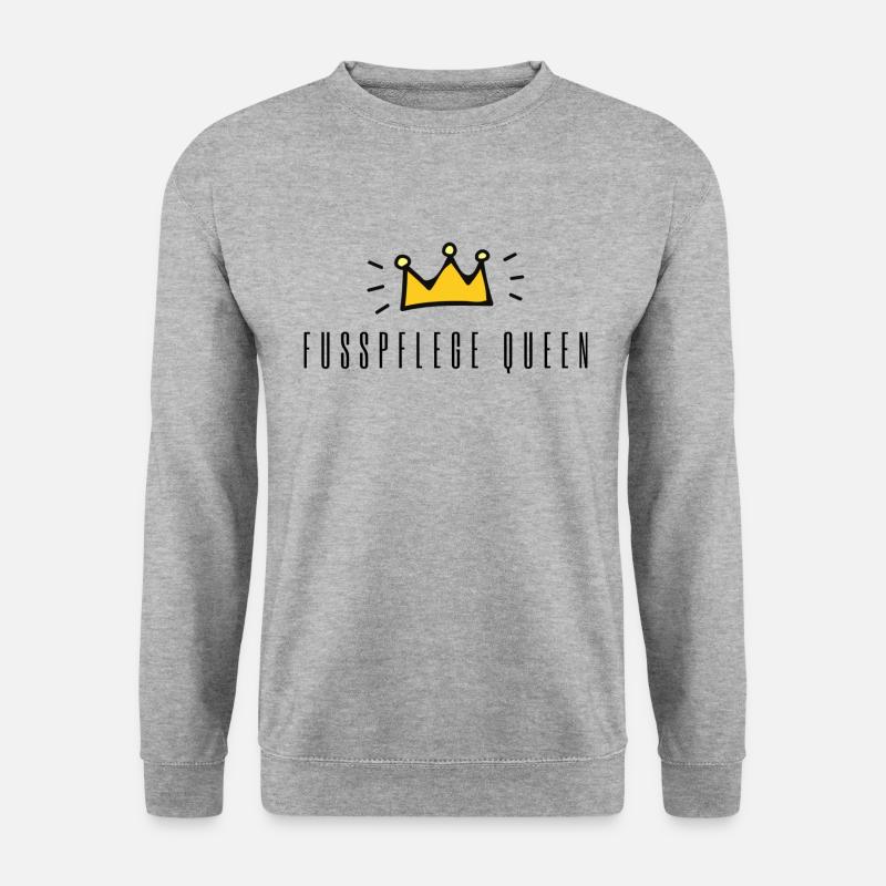Fusspflege Queen | Lustiger Spruch Fußpflege - Unisex Pullover - Weißgrau meliert