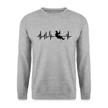 Bergsteiger Bergsteigen Bergsport Herzschlag EKG - Unisex Pullover - Weißgrau meliert - Vorne - Alina (178cm) & Michal (187cm)