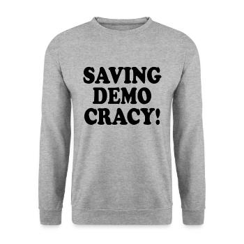 Saving democracy - Unisex Sweatshirt - salt & pepper - Front - Alina (178cm) & Michal (187cm)
