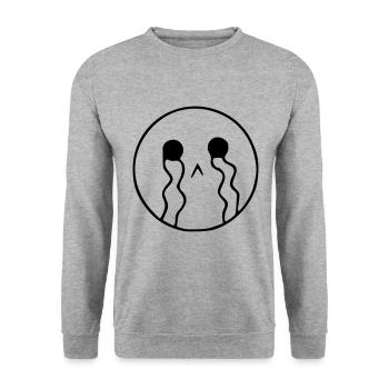Emoji sketch cry noir - Sweat-shirt Unisexe - gris chiné - Devant - Alina (178cm) & Michal (187cm)