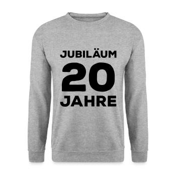 Jubiläum 20 Jahre Firmenjubiläum Gratulieren - Unisex Pullover - Weißgrau meliert - Vorne - Alina (178cm) & Michal (187cm)