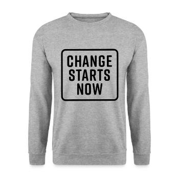 change starts now - Sweat-shirt Unisexe - gris chiné - Devant - Alina (178cm) & Michal (187cm)