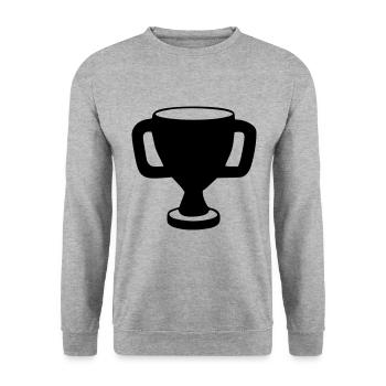 Pokal Zeichnung Gewinnen Skizze schwarz - Unisex Pullover - Weißgrau meliert - Vorne - Alina (178cm) & Michal (187cm)