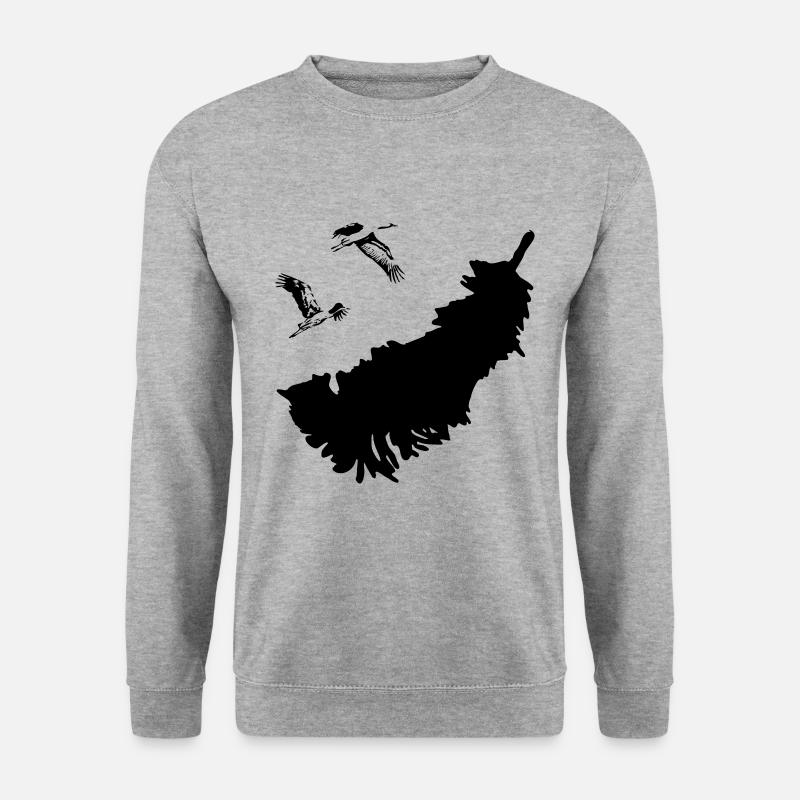 Kraniche - Unisex Pullover - Weißgrau meliert