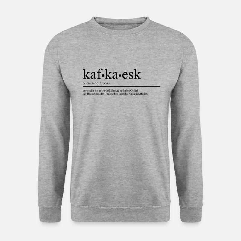 Kaf-ka-esk black - Unisex Pullover - Weißgrau meliert