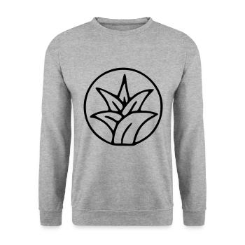 Pflanze Zeichnung Natur Skizze schwarz - Unisex Pullover - Weißgrau meliert - Vorne - Alina (178cm) & Michal (187cm)