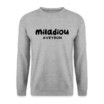 Miladiou Ausdruck Aveyron - Unisex Pullover - Weißgrau meliert - Vorne - Alina (178cm) & Michal (187cm)