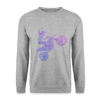 Dirt Bike Dirt Biker Motocross Damen Supermoto - Unisex Pullover - Weißgrau meliert - Vorne - Alina (178cm) & Michal (187cm)