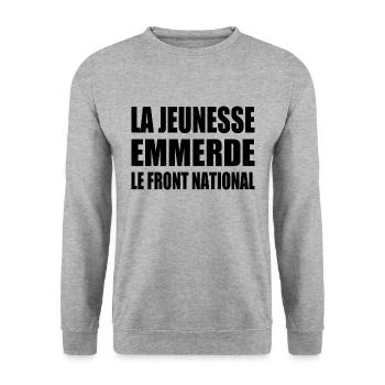 la jeunesse emmerde le front national - Sweat-shirt Unisexe - gris chiné - Devant - Alina (178cm) & Michal (187cm)