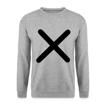 Cross Emoji Sketch Dessin Noir - Sweat-shirt Unisexe - gris chiné - Devant - Alina (178cm) & Michal (187cm)