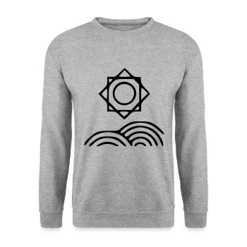 Pflanze Zeichnung Natur Skizze schwarz - Unisex Pullover - Weißgrau meliert - Vorne - Alina (178cm) & Michal (187cm)